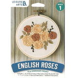 Leisure Arts Embroidery Kit 4" English Roses - cross stitch kits for beginners - embroidery kit for beginners - embroidery kits for adults - embroidery kits for adults