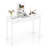 CHARMAID Makeup Vanity Desk - 44 inch White Vanity Desk with Flip Top Mirror, 2 Large Drawers, 9 Storage Compartments, Girls Makeup Dressing Table Writing Desk for Bedroom Home Office CHARMAID