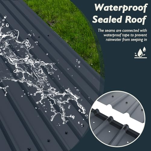 EBE 13' x 25' Metal Carport, Outdoor Steel Carport Canopy with Galvanized Steel Frame and Roof, Heavy Duty Garage Shelter Shade for Cars, Boats, and Truck EBE