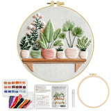 Embroidery Kit for Beginners & Adults,Green Plant Pattern Embroidery Kit Include Embroidery Cloth Hoops Threads for Craft Lover Hand Stitch with Embroidery Skill Techniques,Perfect Handmade Gift