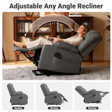 Culect Electric Lift Recliner with Massage Heating Function Mild Zero-Gravity and Stand-Assist Feature, Recliner Chair with 2 Remote Controls and USB Port, Large Side Pockets, Gray PU