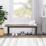 STHOUYN 59” Dining Bench Pair of 2 for 6-8 Person, Farmhouse Indoor Kitchen Table Benches, Bed Bench, Industrial Shoe Bench, Entryway Benches (Grey 2pcs) STHOUYN