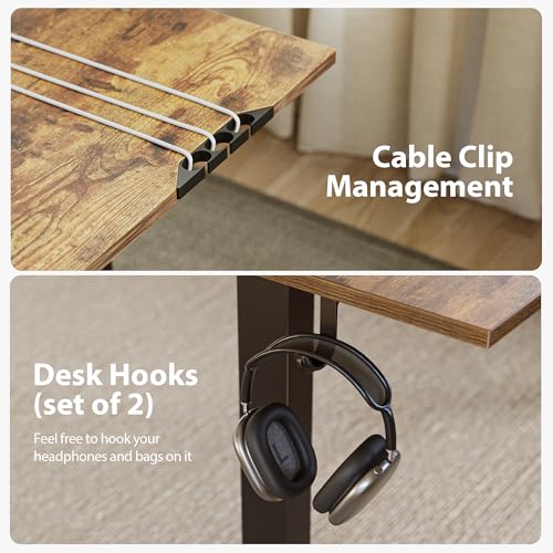 Agilestic L Shaped Standing Desk Adjustable Height, Electric Corner Standing Desk, 63 x 55 inch Sit Stand Computer Table with Splice Board, Rustic Brown Agilestic