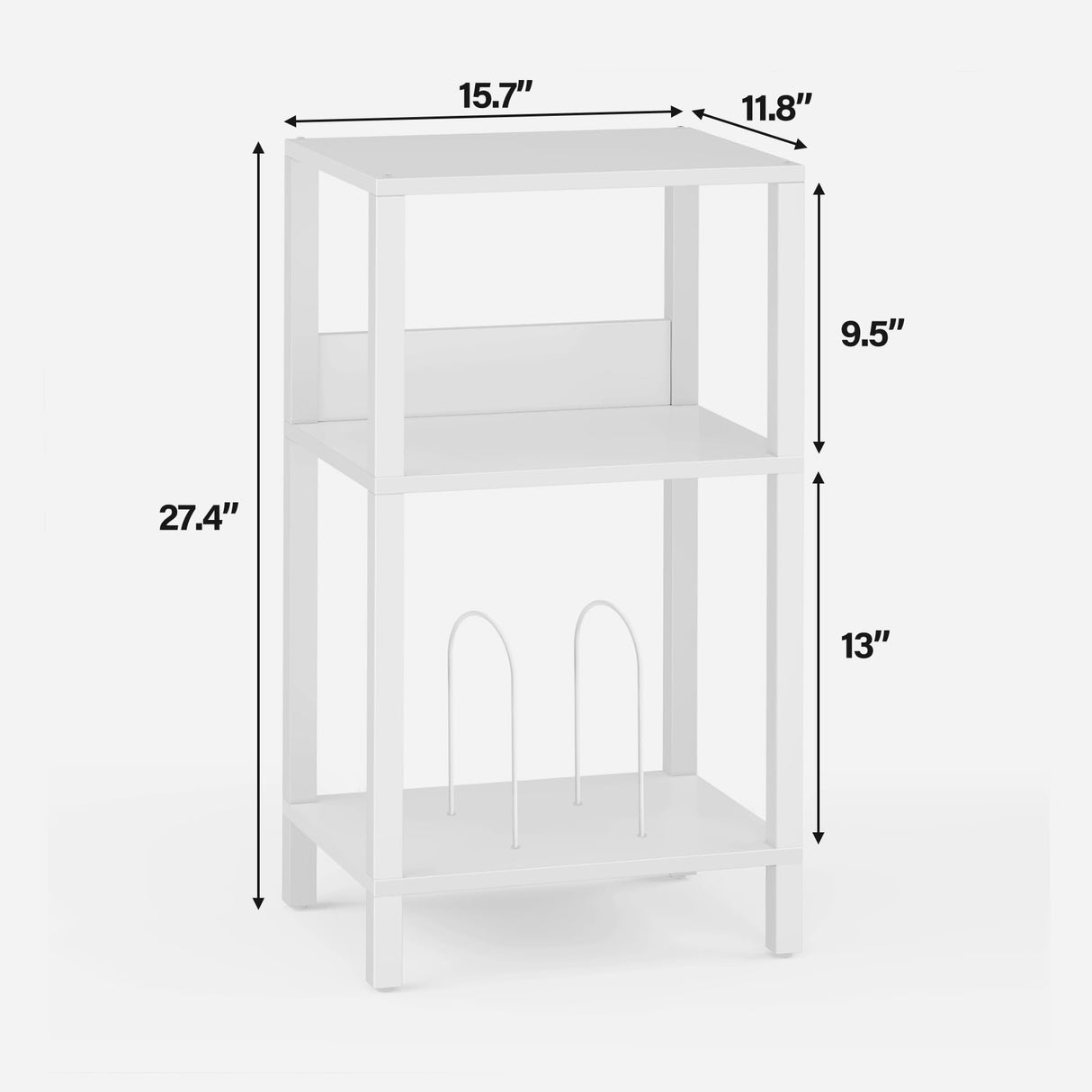 TUTOTAK Record Player Stand with Storage Up to 100 Albums,Record Storage Table,3 Tier End Table,Side Table for Living Room, Bedroom, White TB01BW075 TUTOTAK