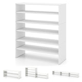 Giantex 3-in-1 Vertical Shoe Rack, 6-Tier Free Standing Shoe Storage Organizer w/Stackable Design for 18 Pairs, 31 Inch Wide Wood Shoe Shelf for Closet, Entryway, Living Room, Office, White Giantex
