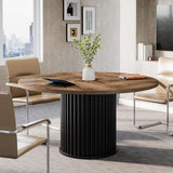 Tribesigns 47-Inch Round Conference Table, Meeting Table for 4-6 People, Small Office Desk with Sturdy MDF + Metal Base, Perfect for Conference Room or Small Workspaces, Brown + Black Tribesigns