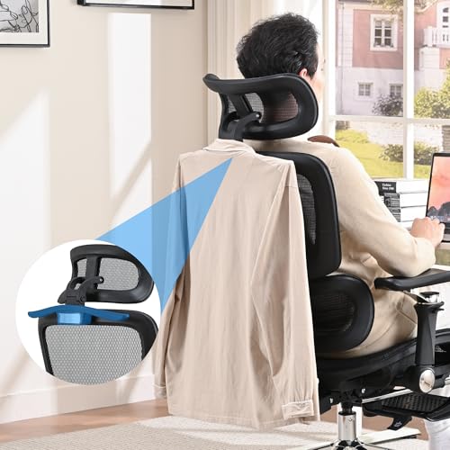 hujusko Mesh Ergonomic Office Chair with 6D Armrests,High Back Mesh Gaming Chair with Lumbar Support,Adjustable 3D Headrest for Home Office Desk Chair(Executive, Black) hujusko
