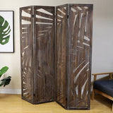 Proman Products - Palm Spring Panel, Wooden Room Divider, Folding Screen Room Divider with Palm Leaf Design (Smoked Brown) Proman Products
