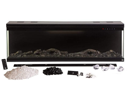 Touchstone Sideline Infinity 3-Sided Smart 72-inch WiFi-Enabled Electric Fireplace - 80051 - Built-in - 60 Color Combinations - 1500/750 Watt Heater (68-88°F Thermostat) - Black - Log & Crystals