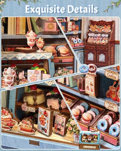 CUTEBEE Book Nook Kit - DIY Miniature House Bakery Patisserie Dollhouse Kit for Adults, Booknook Tiny House Bookshelf Decor 3D Wooden Puzzle, Gifts for Family, Friends (Sweet Marie)