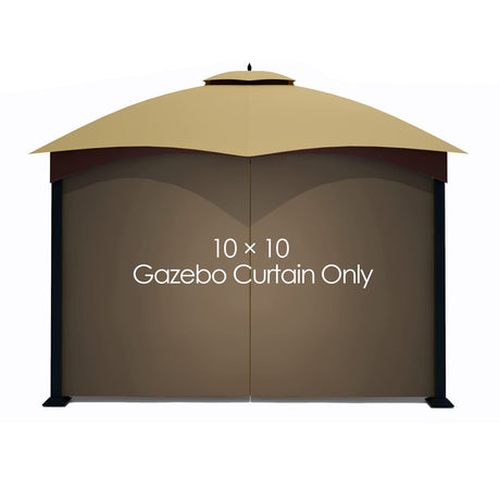 Tanxianzhe Gazebo Replacement Privacy Curtain with Zipper Outdoor Universal Privacy Panel Sidewall for 10' x 10' Gazebo (Brown) Tanxianzhe