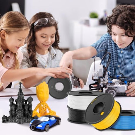 SUNLU PLA Filament 1.75mm Bundle, 3D Printer Filament Bundle 250g, 8 Rolls, 2kg Total, Black+White+Grey+Transparent+Red+Klein Blue+Sunny Orange+Green SUNLU
