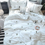 BuLuTu Kids Duvet Cover Full Size Cotton White/Grey,Premium Boys Girls Bedding Sets Twin,Single Bed Comforter Cover Zipper Closure,Forest Tree Print Pattern,Super Soft,Breathable,No Comforter BuLuTu