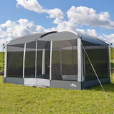 Screen House Room 13x9Ft DMH OUTDOORS Screen Tent Mesh Gazebos w/ 2 Magnetic Doors, Included Projection Screen, Camping Tent Screened Canopy Shelter for Outdoor Patios Backyards Activities DMH OUTDOORS