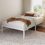 Allewie Twin Bed Frame, 12 Inch Metal Platform Beds with Storage Space, No Box Spring Required and Easy Assembly, White Allewie