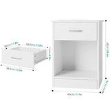 FOTOSOK Nightstand, Set of 2, 2-Tier Side Table with Drawer and Storage Shelf, Bedside Table End Table, Modern Night Stand for Bedroom, Home Office,White FOTOSOK