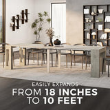 Mobili Fiver, Easy, Extendable Console Table with Extension Leaves Holder, 17.7(120.1) x35.4 in, Concrete Effect, Grey, Made in Italy Mobili Fiver