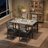 IDEALHOUSE Dining Table Set for 4, Dining Room Table Set for 4 with Corner Protector, Wood Kitchen Table and Chairs Set of 4 with Upholstered Chairs for, Kitchen Room, Apartment, Retro Gray IDEALHOUSE