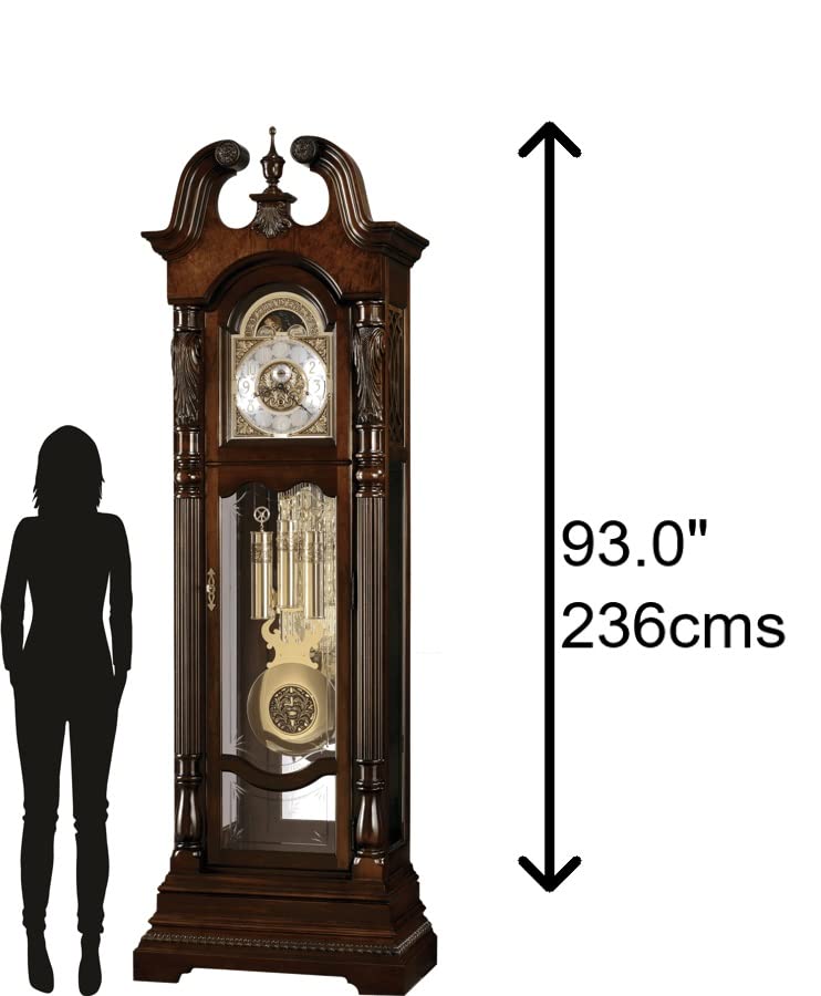 Howard Miller Sycara II Floor Clock, Arabic Numerals with Wood Finish with Triple-Chime Movement, Swan-Neck Pediment Illuminated Ambassador Timepiece Home Decor for Bedroom & Living Room Howard Miller