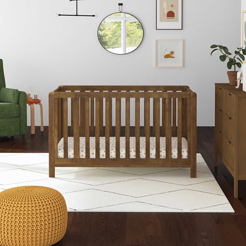 DaVinci Carter's Colby Grow 6-in-1 Convertible Bassinet to Crib in Walnut, GREENGUARD Gold Certified, Removable Wheels