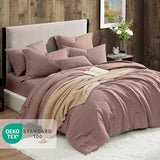 Geniospin King Size Comforter Set- 7 Piece Misty Rose Textured King Bedding Set, Soft Solid Bed in a Bag for All Season, King Comforter Set with Sheets(Misty Rose,102''x90'') Geniospin
