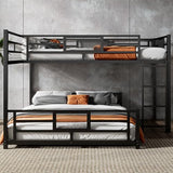 Merax L-Shaped Metal Twin Over Full Size Bunk Bed, with Staircase, Loft Platform Save Space No Box Spring Required, Black Merax
