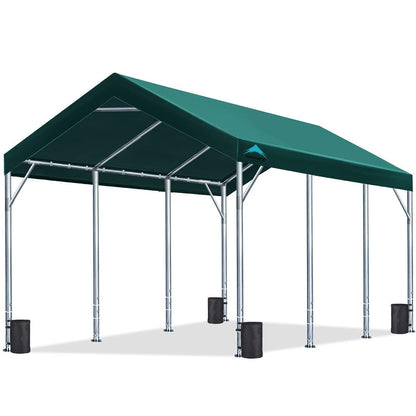 ADVANCE OUTDOOR 12x20 ft Heavy Duty Carports Potable Car Canopy Garage Party Tent Boat Shelter, Adjustable Height from 9.5 ft to 11 ft, Green