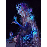 GOJOSOWIN DIY 5D Diamond Art Kit for Adult Kids, Anime Girl Glowing in Dark Girlcool Butterfly Full Drill Embroidery Painting Picture Supplies Arts Craft for Home Wall Decor Paint 11.8x15.7 inch GOJOSOWIN