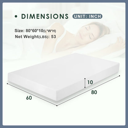 PayLessHere 10 Inch Queen Gel Memory Foam Mattress Fiberglass Free/CertiPUR-US Certified/Bed-in-a-Box/Cool Sleep & Comfy