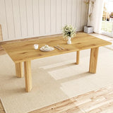 HIPIHOM Extendable Dining Table for 6-8 People, 63 to 78.7 Inch Rectangular MDF Table, Farmhouse Rustic Style, Space-Saving Design for Dining Room, Kitchen, Meeting HIPIHOM