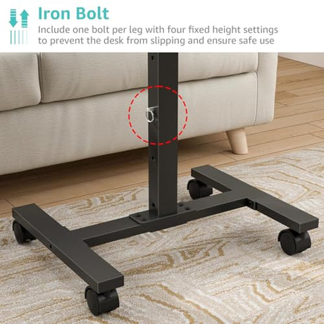 WINAZ Small Portable Standing Rolling Desk - 24 Inch Mobile Sit Stand Desk Adjustable Height with Wheels for Small Spaces Home Office, Kids Couch Laptop Desks Side End Table, Black WINAZ