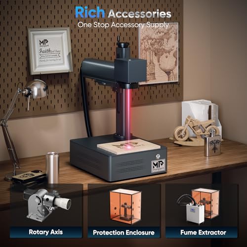 Monport 30W JPT & MOPA Fiber Laser Engraver With 3D & Deep Engraving,6.9"x6.9" Work Area 10,000mm/s Laser Marking Machine for Metal Color Marking BSLcad Included With Rotary Axis Monport