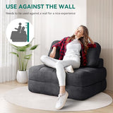 YITAHOME Folding Sofa Bed, Convertible Sleeper Chair with Pillow Foldable Mattress with Back Support, Portable Fold Out Chair Bed Comfy Floor Sofa Lounge for Living Room Bedroom, Dark Grey YITAHOME