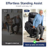 Brage Living Power Lift Recliner Chair for Elderly with Massage & Heat, PU Leather Electric Recliner with USB Charge Port, 160° Adjustable Recline, Stand Assist, Remote Control, Cup Holders (Black)