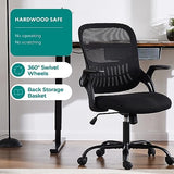 Sweetcrispy Home Office Managerial Executive Chair, Ergonomic Mesh Adjustable Swivel Mid-Back Chair with Comfortable Lumbar Support, Comfy Arms for Bedroom,Study,Student Sweetcrispy