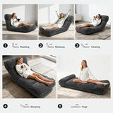 SUNPEAK Lazy Floor Bed 83" – Extra Comfy Sleeper Chaise Lounge Chair Indoor, Adjustable Recliner Floor Lounger, Plush Futon Chair Bed for Yoga, Gaming, Meditation & Reading Nook (Recliner, Black) SUNPEAK