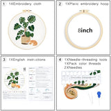 Monstera Embroidery Kits for Beginners Adults, Cat Hand Embroidery Kits, Potted Plant Cross Stitch Kits for Beginners DIY Craft Kits for Adult Women, Entire Set of Embroidery Supplies & Video Tutorial