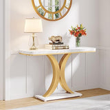 LITTLE TREE Narrow Entryway Console Table, Small, White+Gold LITTLE TREE