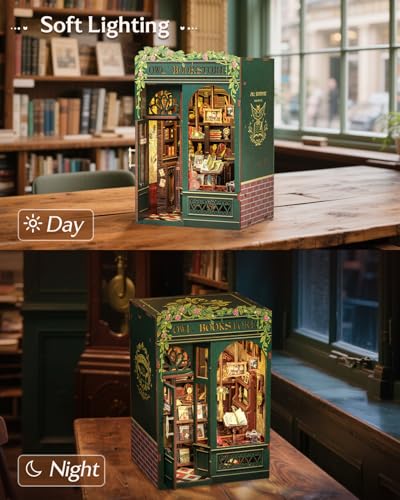 CUTEBEE Book Nook Kit, DIY Miniature House Kits for Adult and Teens, Bookend Diorama with LED, 3D Wooden Puzzle, Mini Booknook Bookshelf Insert Decor, Crafts Hobbies Gifts for Adults（Owl Bookstore