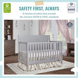 Dream On Me Cape Cod 5-In-1 Convertible Crib In Pebble Grey, Greenguard Gold And JPMA Certified, Built Of Sustainable New Zealand Pinewood, 3 Mattress Height Positions