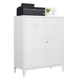LISSIMO Metal Storage Cabinet, Home Office Cabinet with Doors and Adjustable Shelves,Locking Cabinet with Adjustabl Leg Levelers Assembly Required (White) LISSIMO