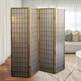 Transform Your Space with a 70" Tall 4-Panel Japanese Style Room Divider - Beautiful Natural Wood Finish! Zjjseloru