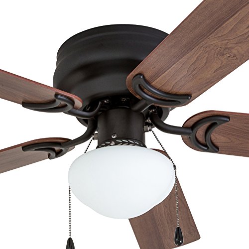 Prominence Home Alvina, 42 Inch Traditional Flush Mount Indoor LED Ceiling Fan with Light, Pull Chain, Dual Finish Blades, Reversible Motor - 50860-01 (Bronze) Prominence Home