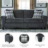 Signature Design by Ashley Abinger Chenille Contemporary Sofa with 2 Accent Pillows, Dark Gray Signature Design by Ashley