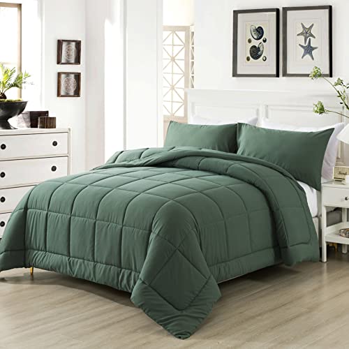 DOWNCOOL Twin Comforter Set -All Season Bedding Comforters Sets with 1 Pillow Case -2 Pieces Bed Set Down Alternative Comforter Set -Sage Green Twin Bedding Sets(64"x88") DOWNCOOL