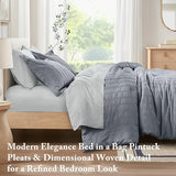 Madison Park Essentials Striped Comforter Set King, 7 Pieces Modern Minimalist Jacquard Bedding Set for All Season, Bed in A Bag with Sheet Set and Soft Brushed Reverse, Lightweight Blue/Grey Madison Park Essentials