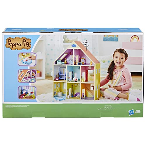 Peppa Pig Wooden Deluxe Playhouse, 8 Rooms, Includes 2 Fun Figures and 29 Accessories, Made of Responsibly Sourced Wood, for Ages 3 and Up (Amazon Exclusive) Peppa Pig