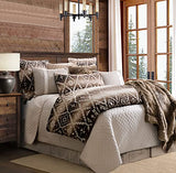 Paseo Road Chalet Aztec Western Bedding, 3 Piece King Comforter Set, Cream Brown Geometric Pattern, Chenille Jacquard Southwestern Indian Modern Rustic Comforter with Pillow Shams Paseo Road