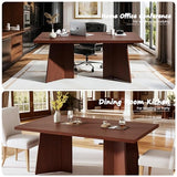 GarveeHome Dining Table for 6-8 People - 63" Modern Long Kitchen Table with Large Tabletop & Heavy Duty Pedestal Legs, Dinner Table for Kitchen, Conference Room, Home, Walnut GarveeHome