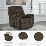 Signature Design by Ashley Rampant Casual Manual Rocker Recliner with Pillow-Top Arms, Dark Brown Signature Design by Ashley